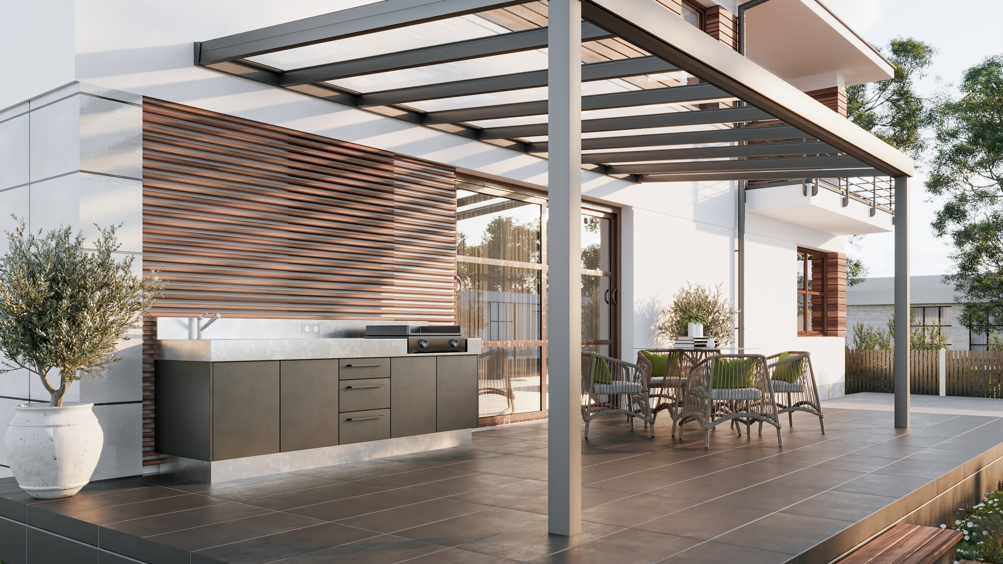 cuisine d'été avec abri