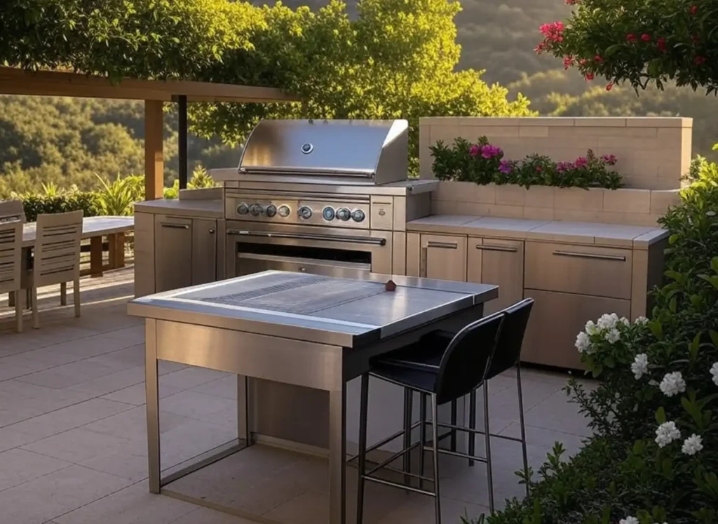 Belle cuisine d'été sur une terrase