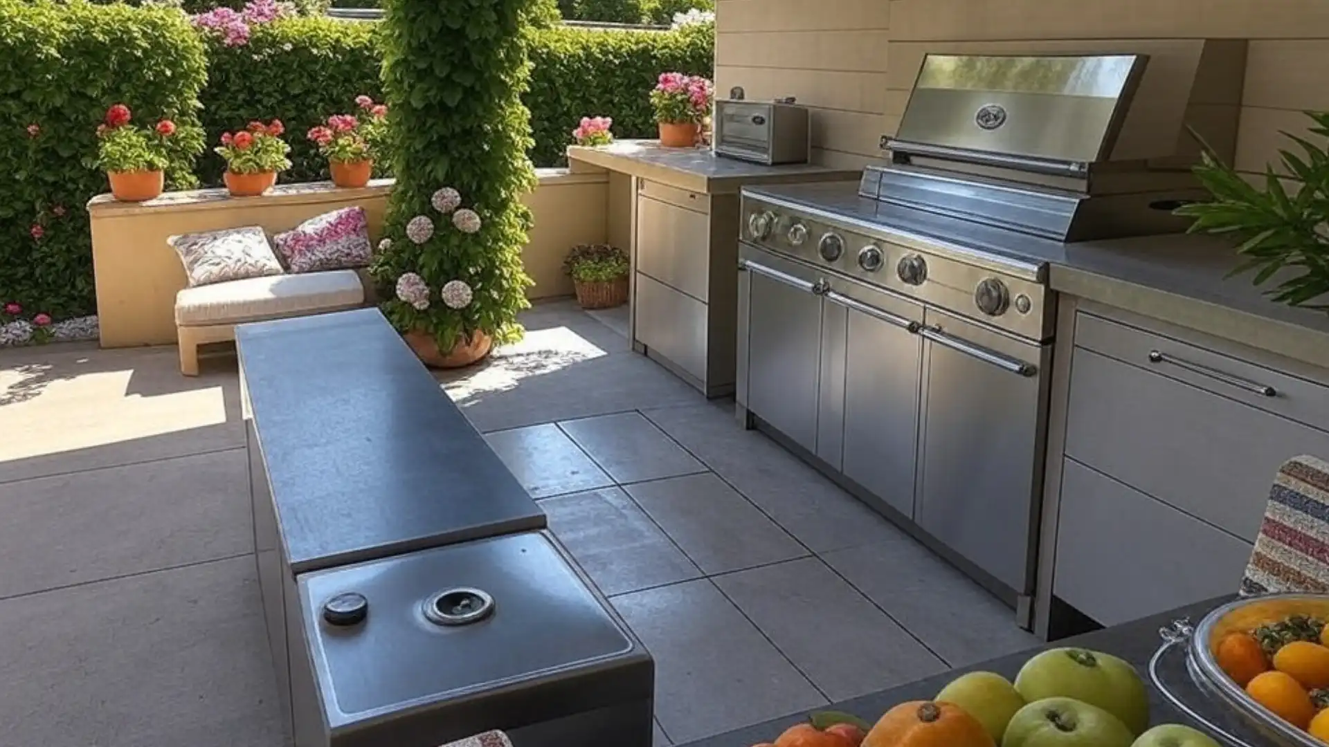 Cuisine d'extérieur sur mesure sur terrasse